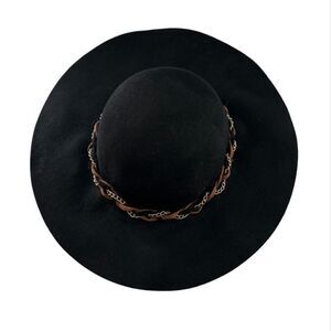 Saks Fifth Avenue Black Label 100% Wool Black Wide Brim Hat
